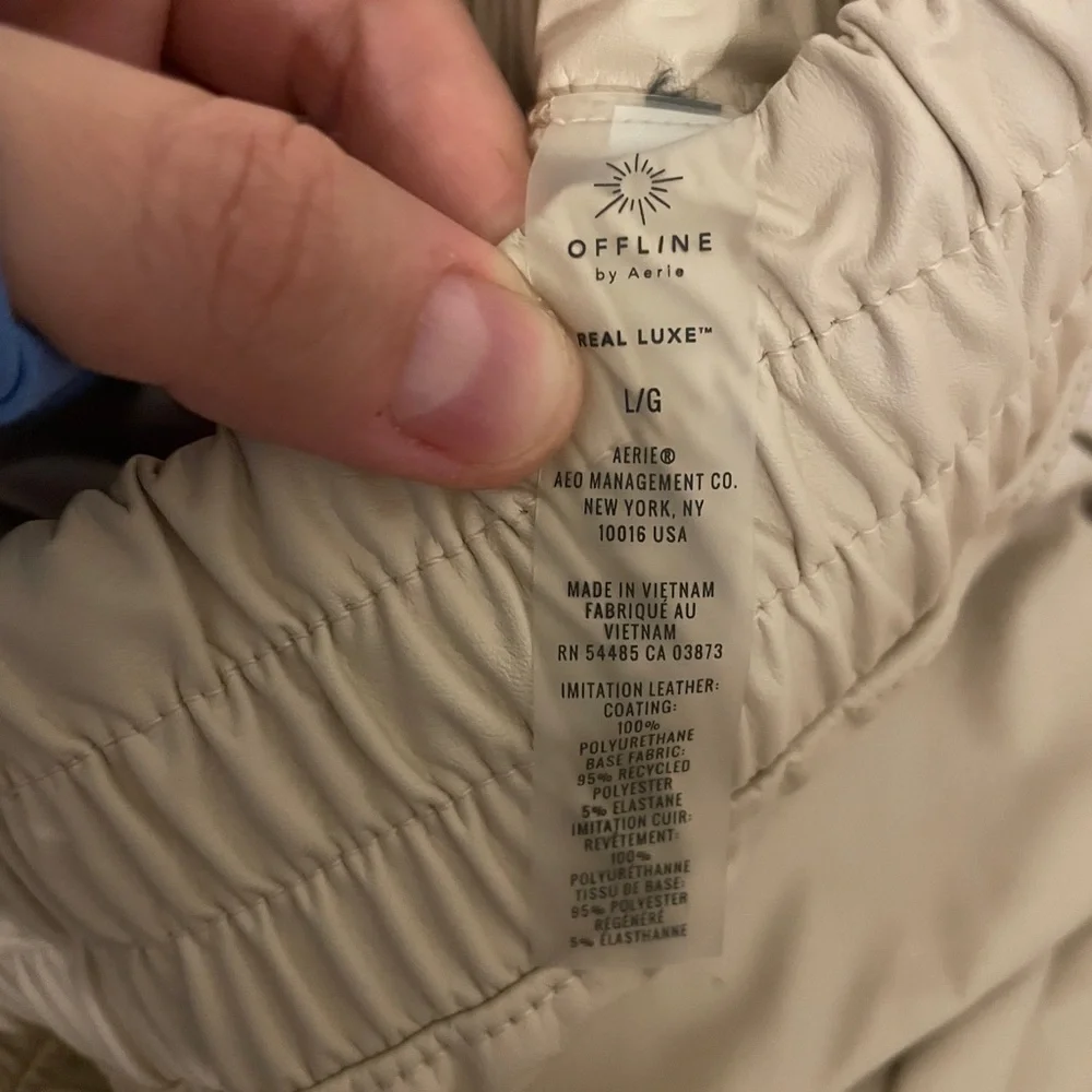 Cream Wide-Leg Faux Leather Pants L NWOT - Picture 6 of 8